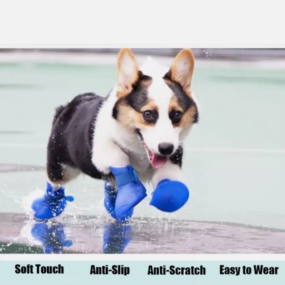 Amazon Other - NWOT 🥀 PETSTORE Blue 4 PCS Waterproof Protective Silicone Dog Rain Boots